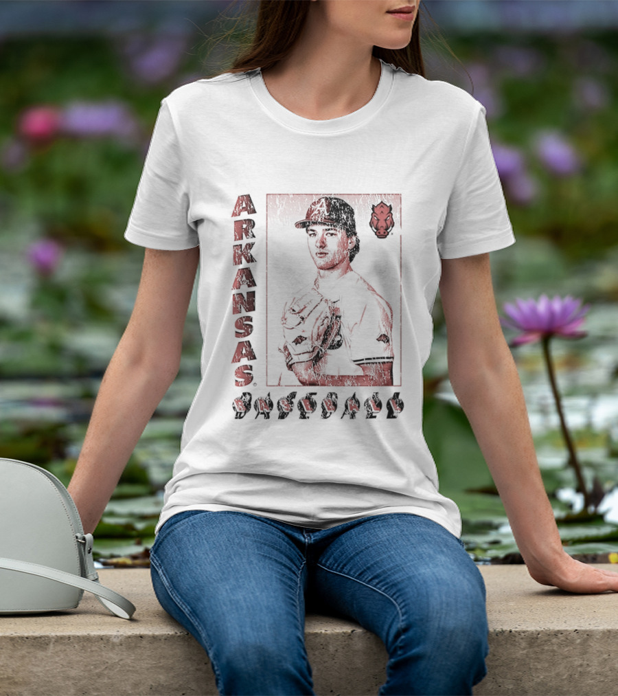 Arkansas Baseball Player With Razorback T-Shirt