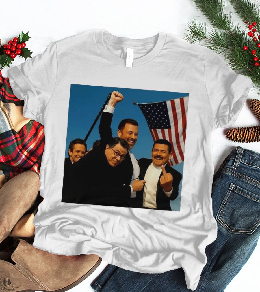 Jimmy Kimmel Stephen Colbert Seth Meyers American Flag Comedy Showdown T-Shirt