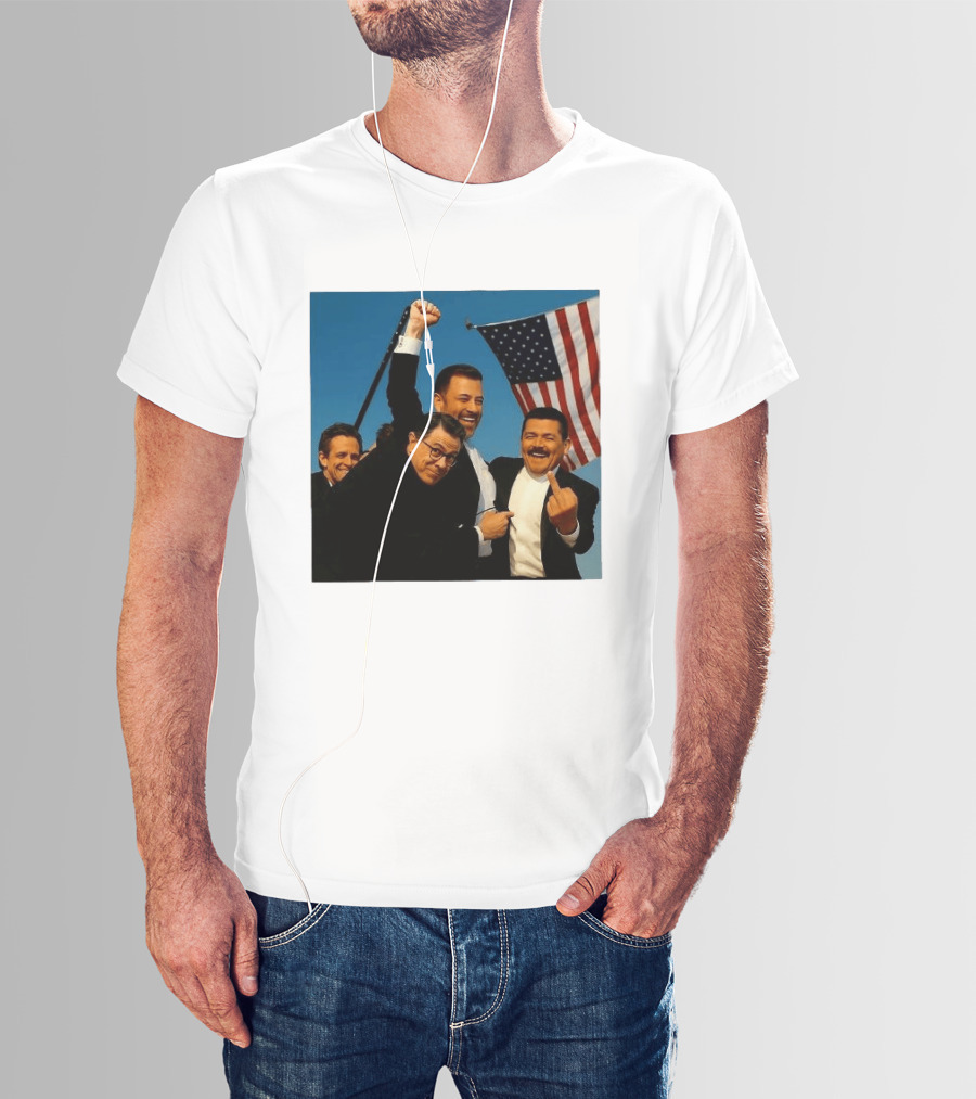 Jimmy Kimmel Stephen Colbert Seth Meyers American Flag Comedy Showdown T-Shirt