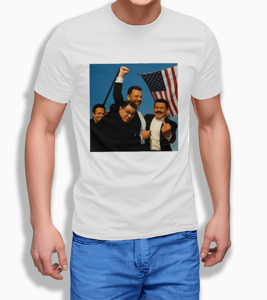 Jimmy Kimmel Stephen Colbert Seth Meyers American Flag Comedy Showdown T-Shirt