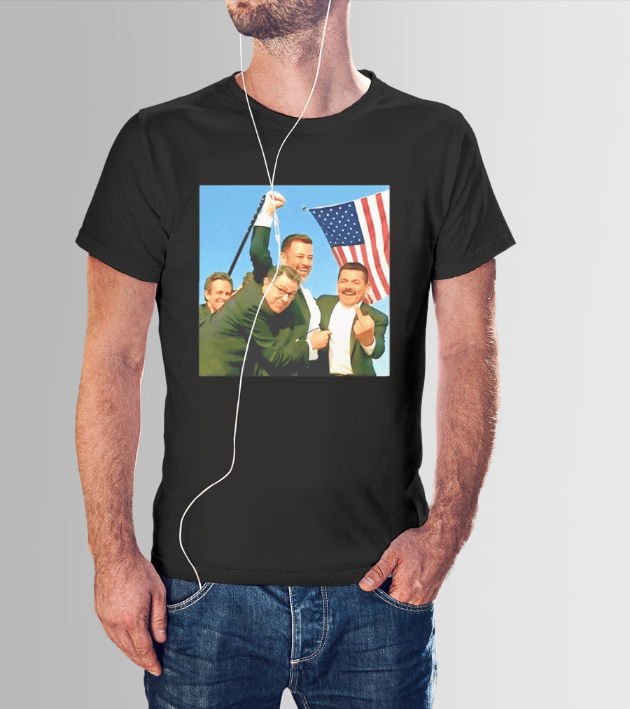 Jimmy Kimmel Meme American Flag Satire T-Shirt