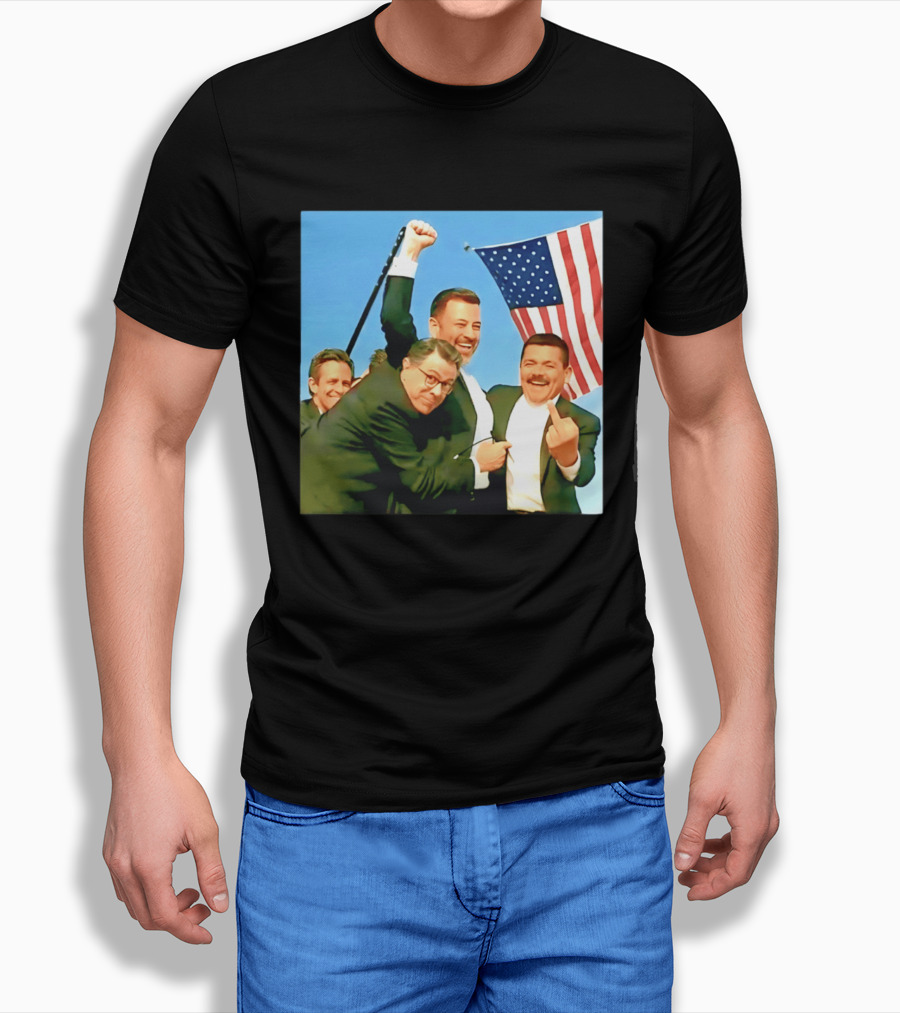Jimmy Kimmel Meme American Flag Satire T-Shirt