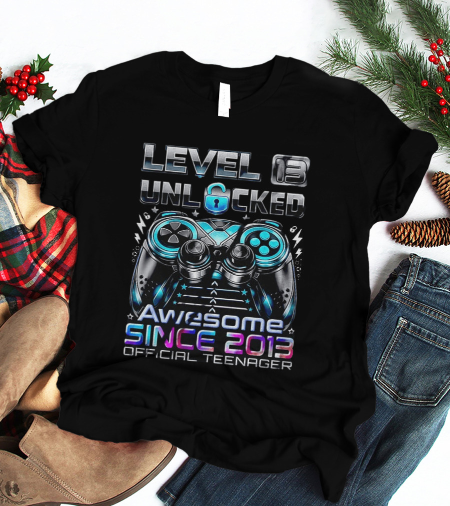 Level 13 Unlocked Awesome Since 2013 Official Teenager T-Shirt