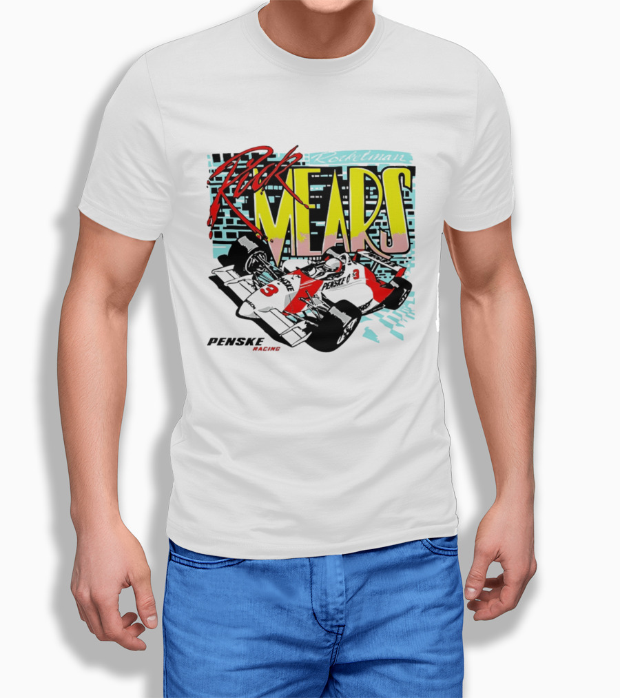 Rick Mears 90s Neon Penske Racing Car Number 3 And 5 T-Shirt