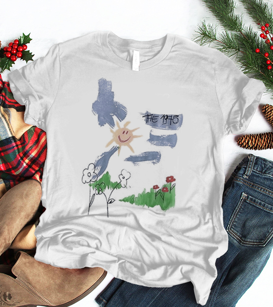 The 1975 Doodle Happy Sun And Flowers T-Shirt