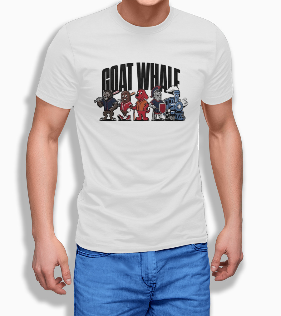 GOAT WHALE Cartoon Characters Baseball Wolf Sausage Dog Roman Train T-Shirt