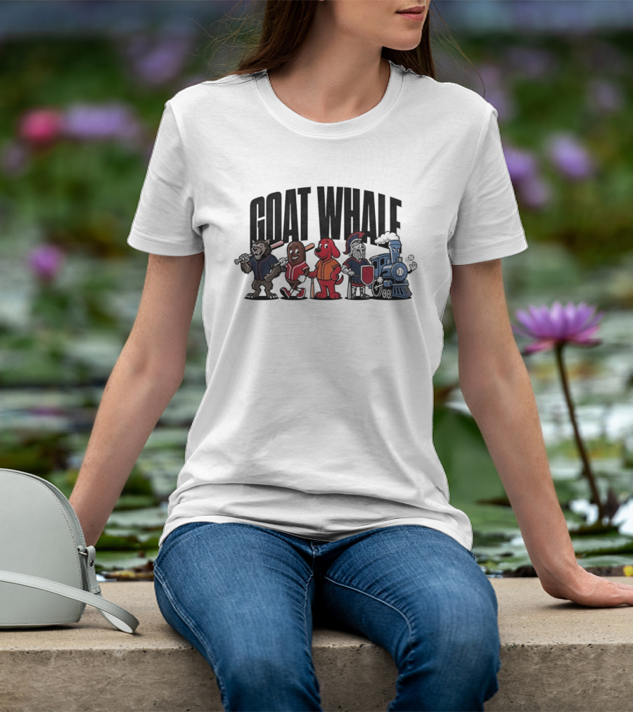 GOAT WHALE Cartoon Characters Baseball Wolf Sausage Dog Roman Train T-Shirt