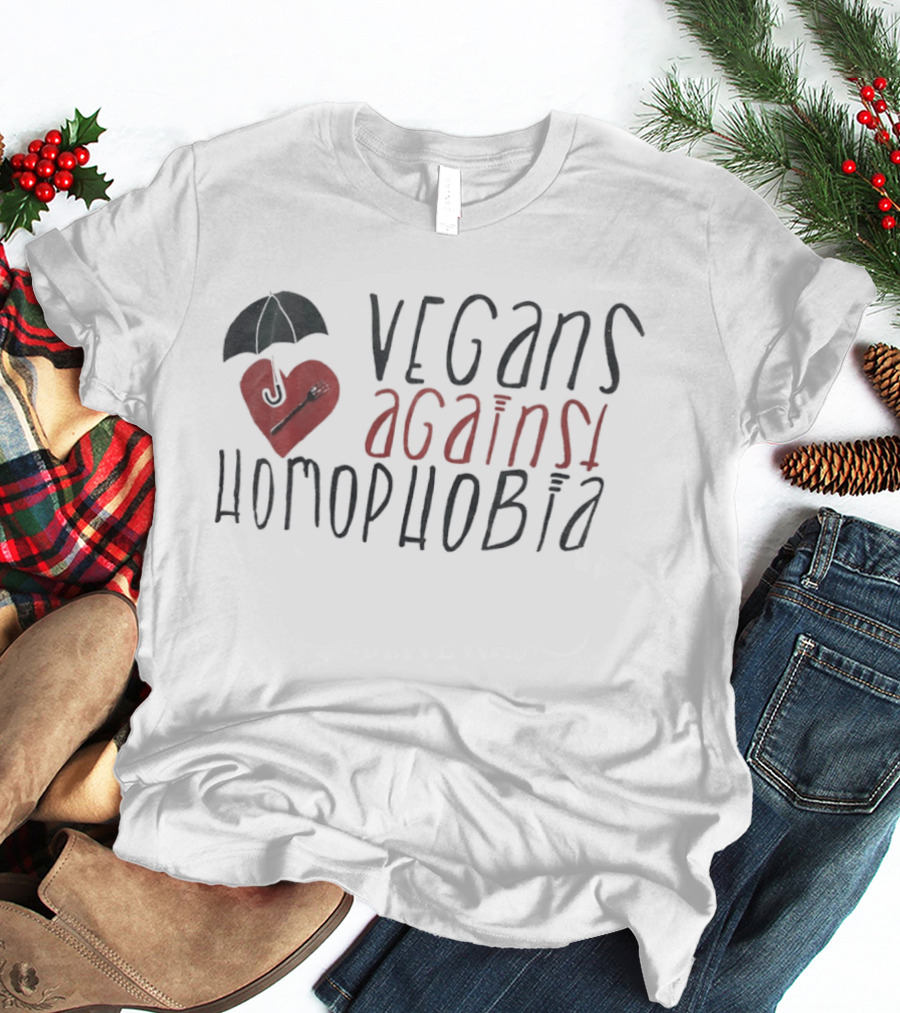 Vegans Against Homophobia Heart Umbrella Fork Spoon T-Shirt