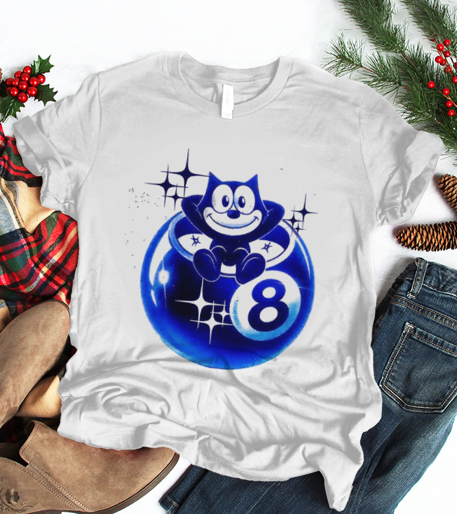 Felix The Cat Vintage Classic Figure Eight Ball Stars T-Shirt