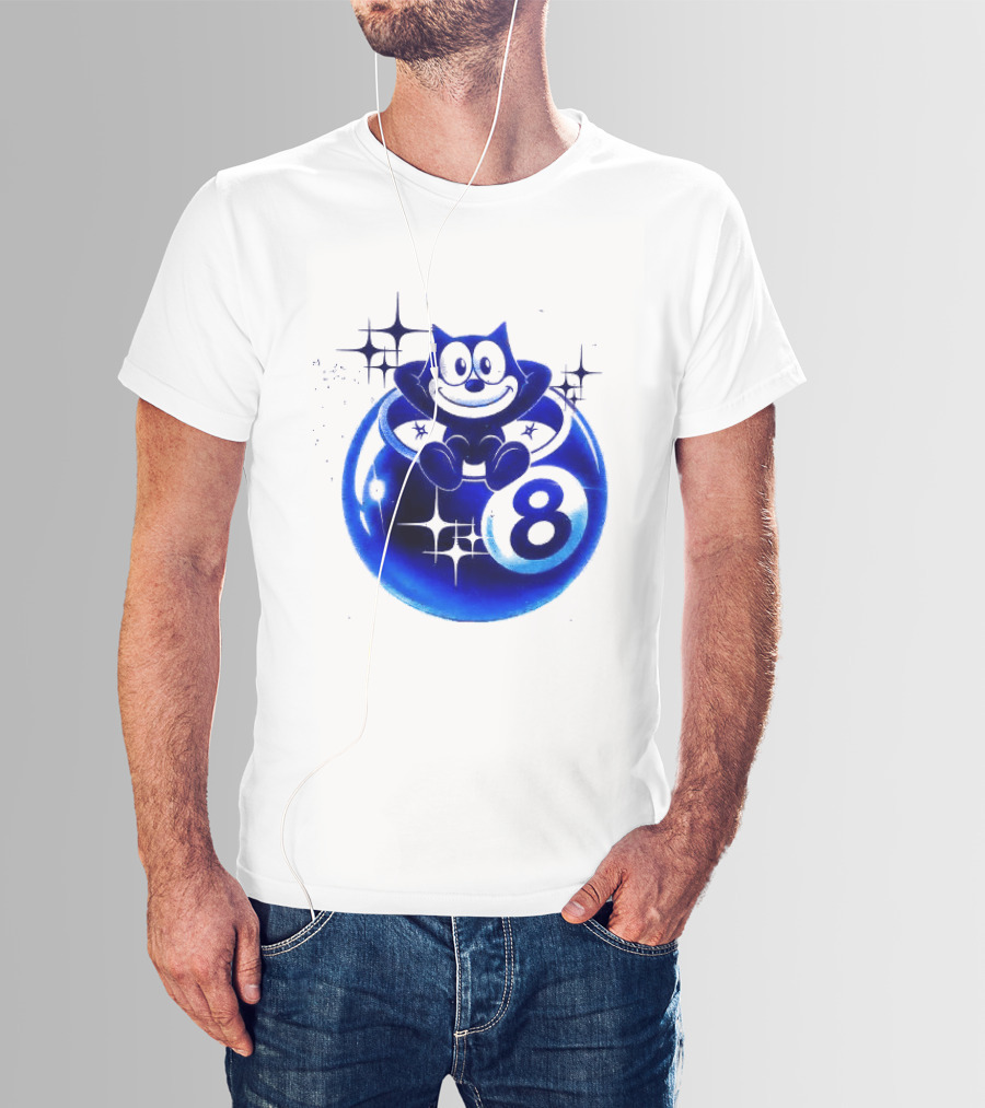 Felix The Cat Vintage Classic Figure Eight Ball Stars T-Shirt
