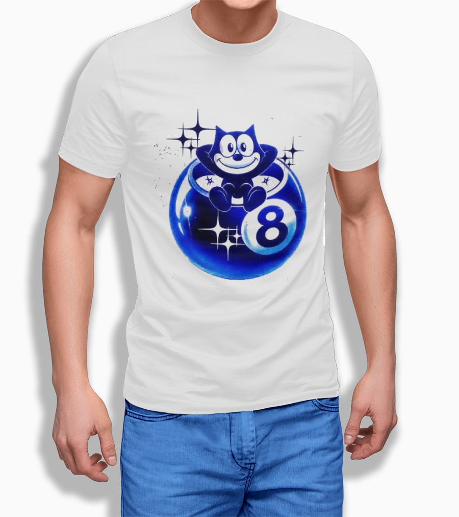 Felix The Cat Vintage Classic Figure Eight Ball Stars T-Shirt