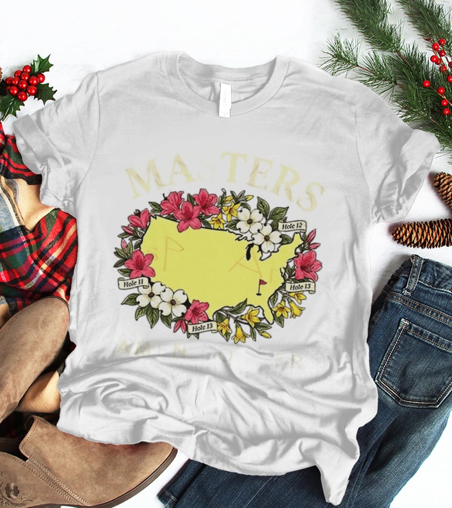 Masters Golf Tournament Augusta National Golf Club 2026 Hole 11 12 13 Map Flower T-Shirt