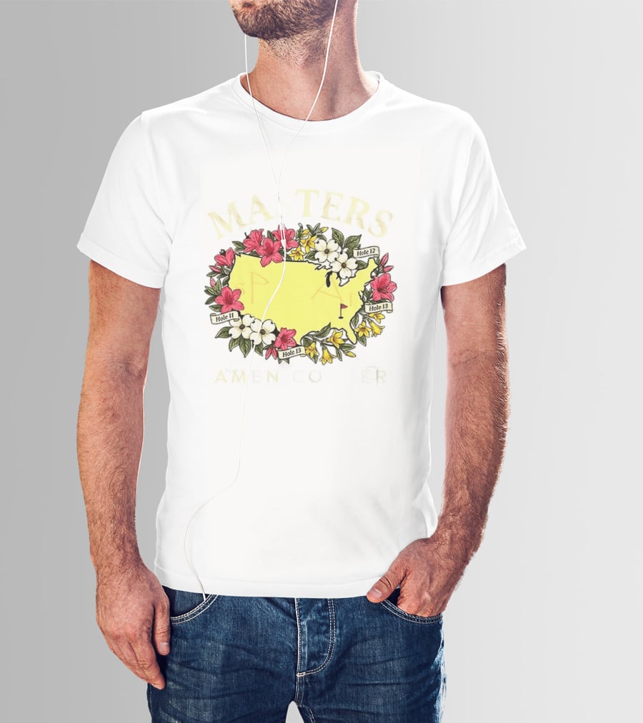 Masters Golf Tournament Augusta National Golf Club 2026 Hole 11 12 13 Map Flower T-Shirt