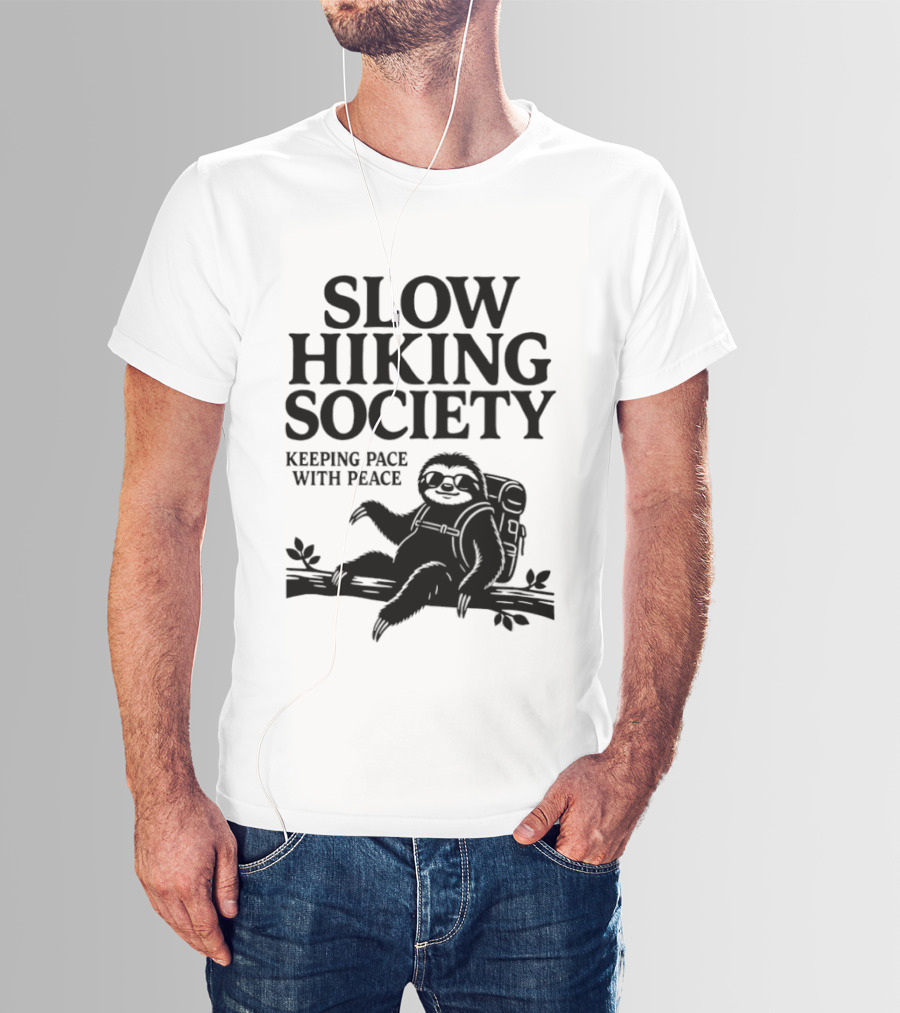 Slow Hiking Society Sloth Keeping Pace With Peace T-Shirt