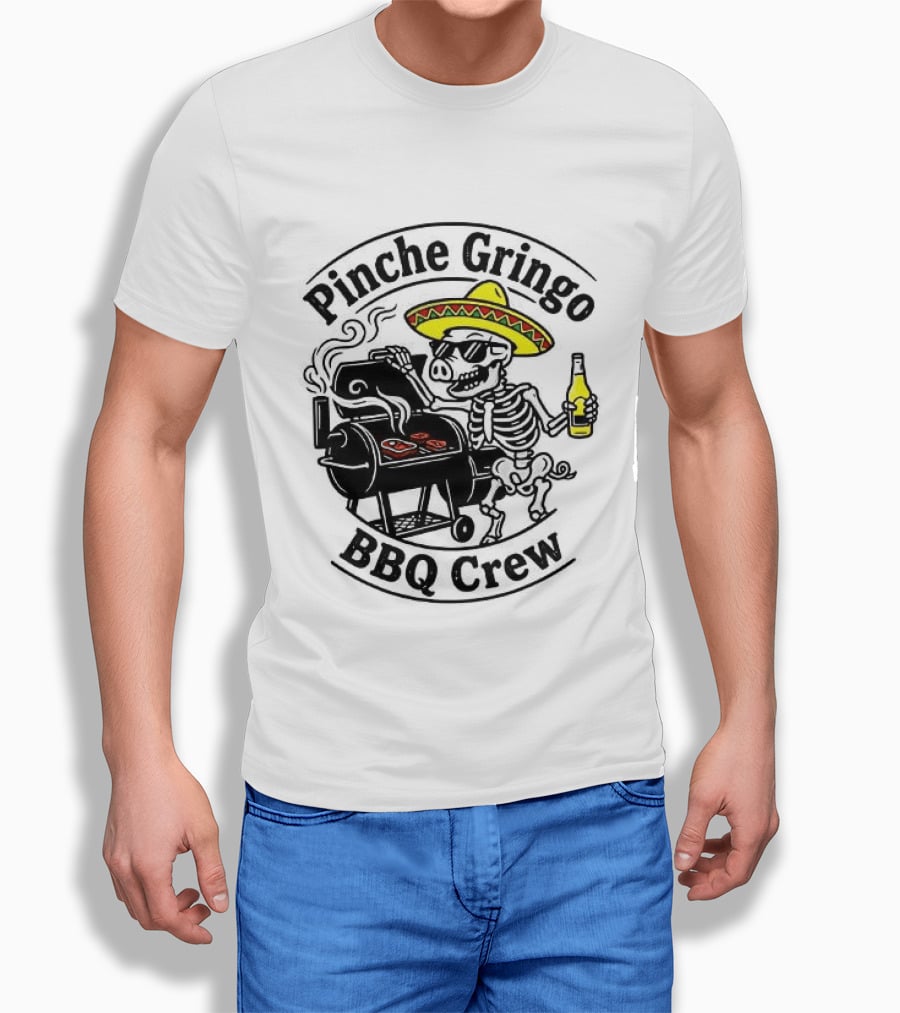 Pinche Gringo BBQ Crew Sombrero Smoking Grilling Fun T-Shirt