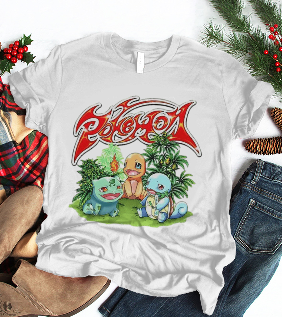 Pokémon Bulbasaur Charmander Squirtle Cannabis T-Shirt