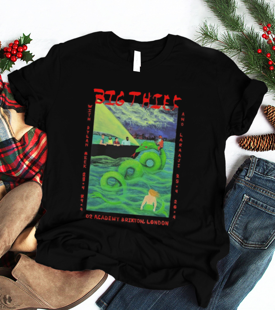 Big Thief Apr 23 2026 London Tour With Sea Serpent And Boat Scene T-Shirt