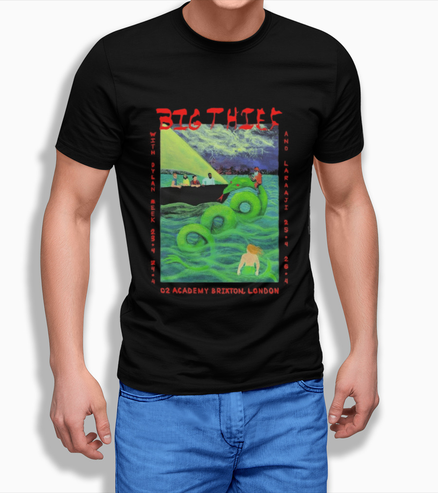 Big Thief Apr 23 2026 London Tour With Sea Serpent And Boat Scene T-Shirt