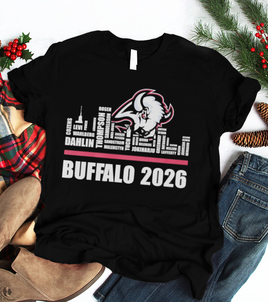 Buffalo Sabres 2026 NHL Ice Hockey Skyline Players City Shape T-Shirt