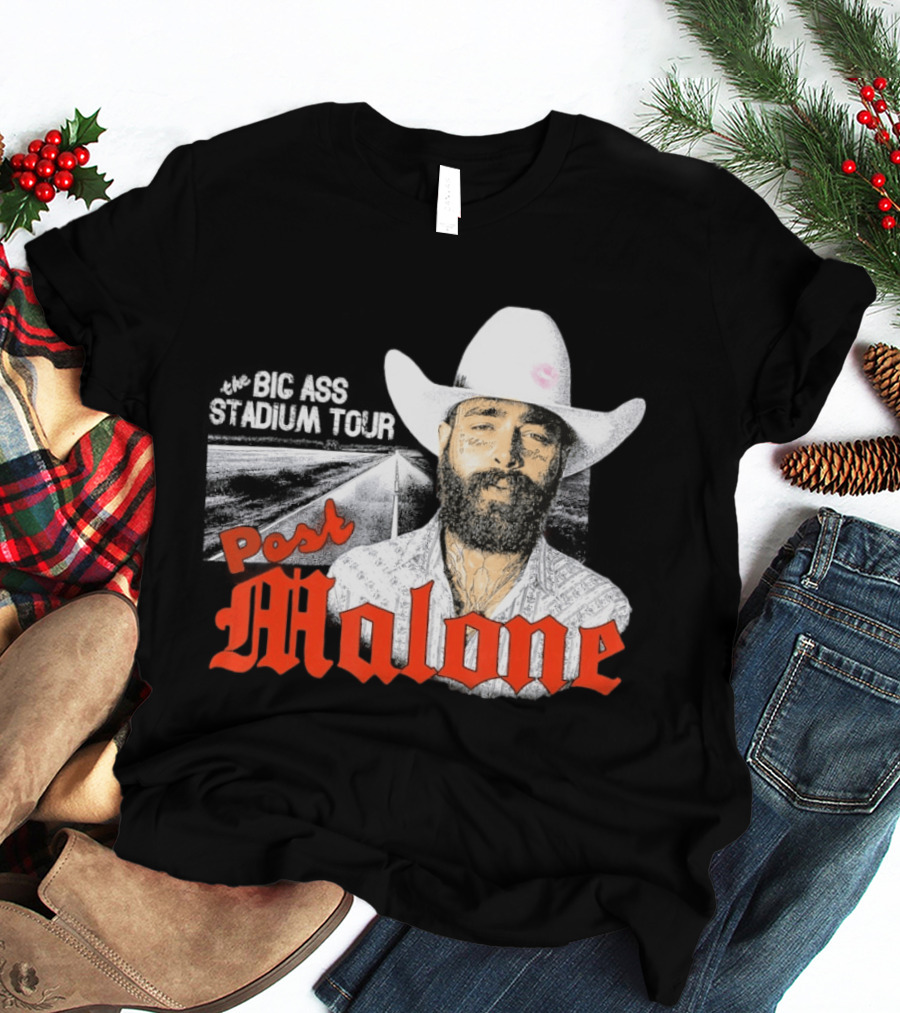 Post Malone Big Ass Stadium Tour Cowboy Hat Tattoo T-Shirt