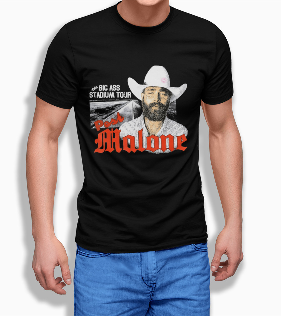 Post Malone Big Ass Stadium Tour Cowboy Hat Tattoo T-Shirt