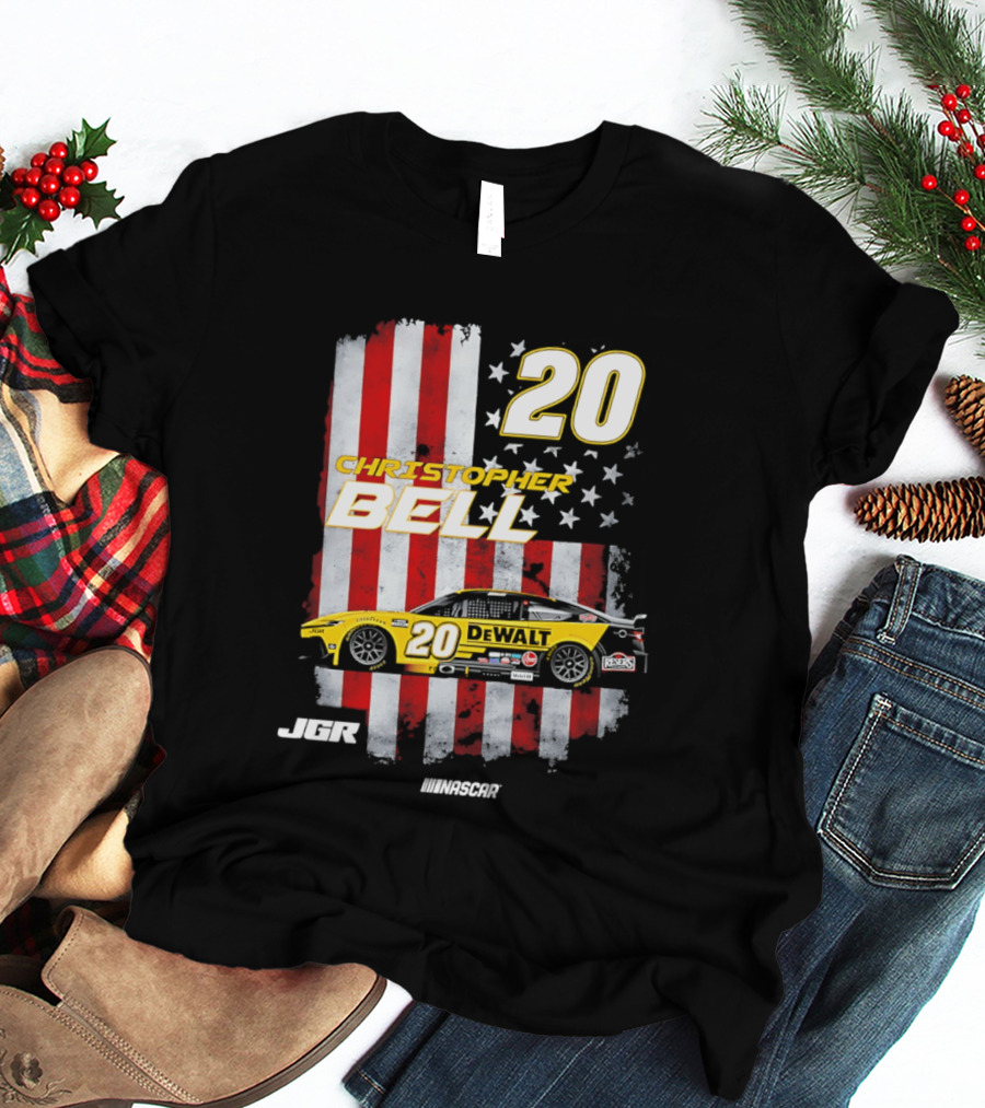 Christopher Bell 20 NASCAR DeWalt JGR Stars Stripes Racing T-Shirt