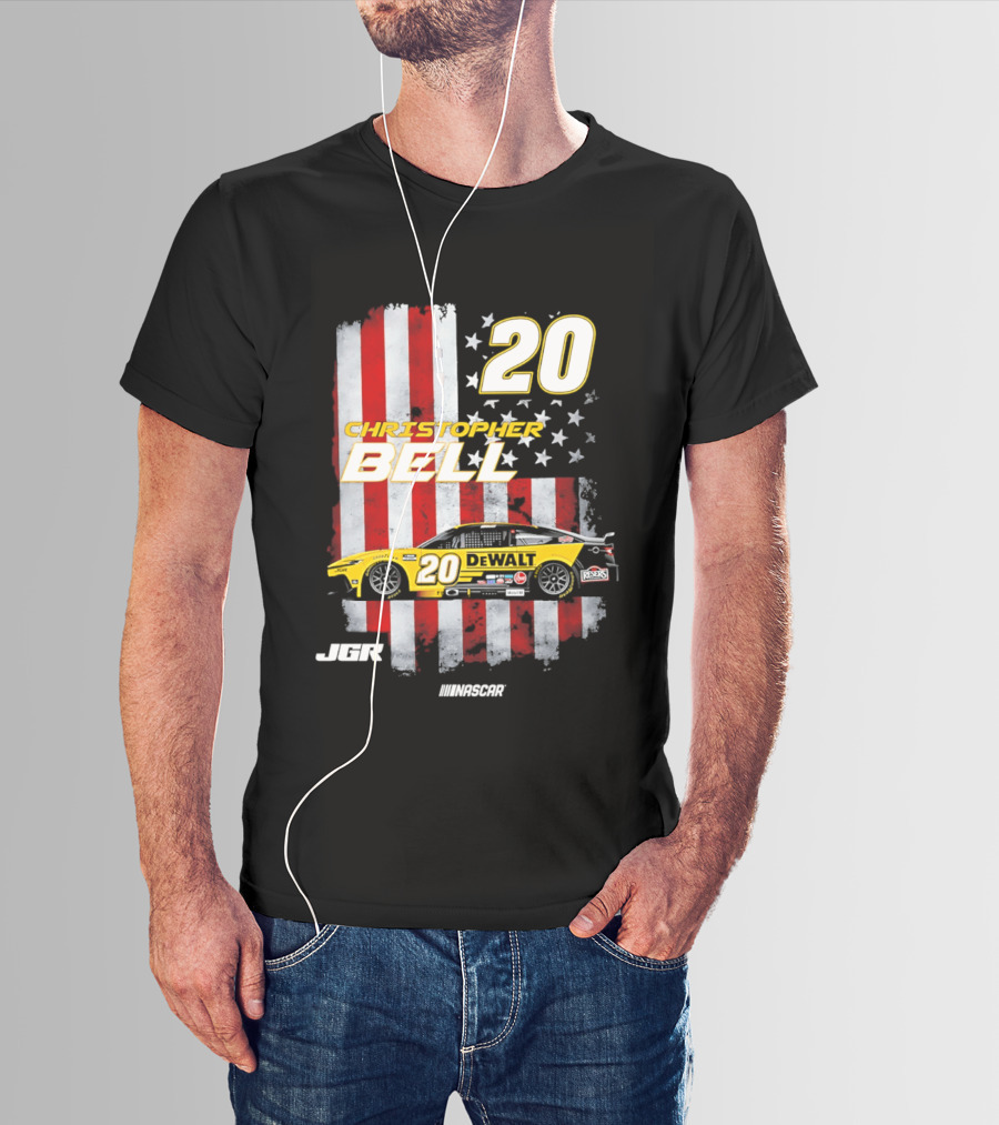 Christopher Bell 20 NASCAR DeWalt JGR Stars Stripes Racing T-Shirt