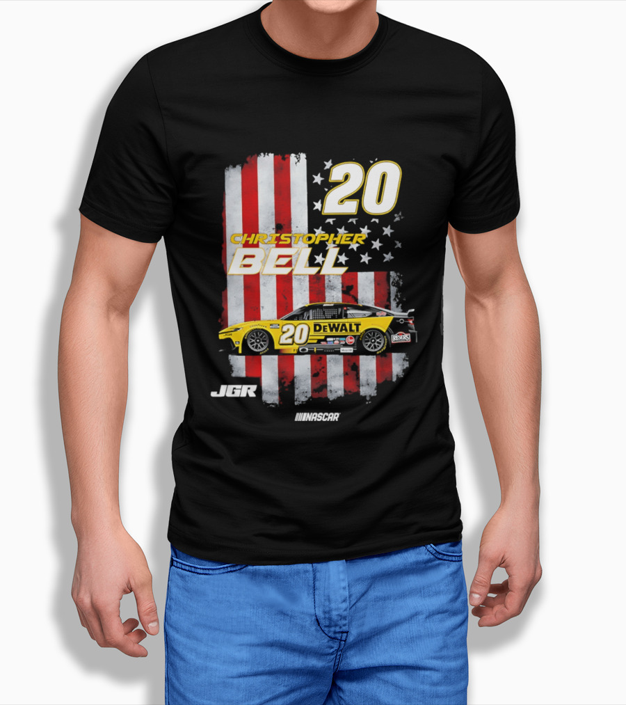 Christopher Bell 20 NASCAR DeWalt JGR Stars Stripes Racing T-Shirt
