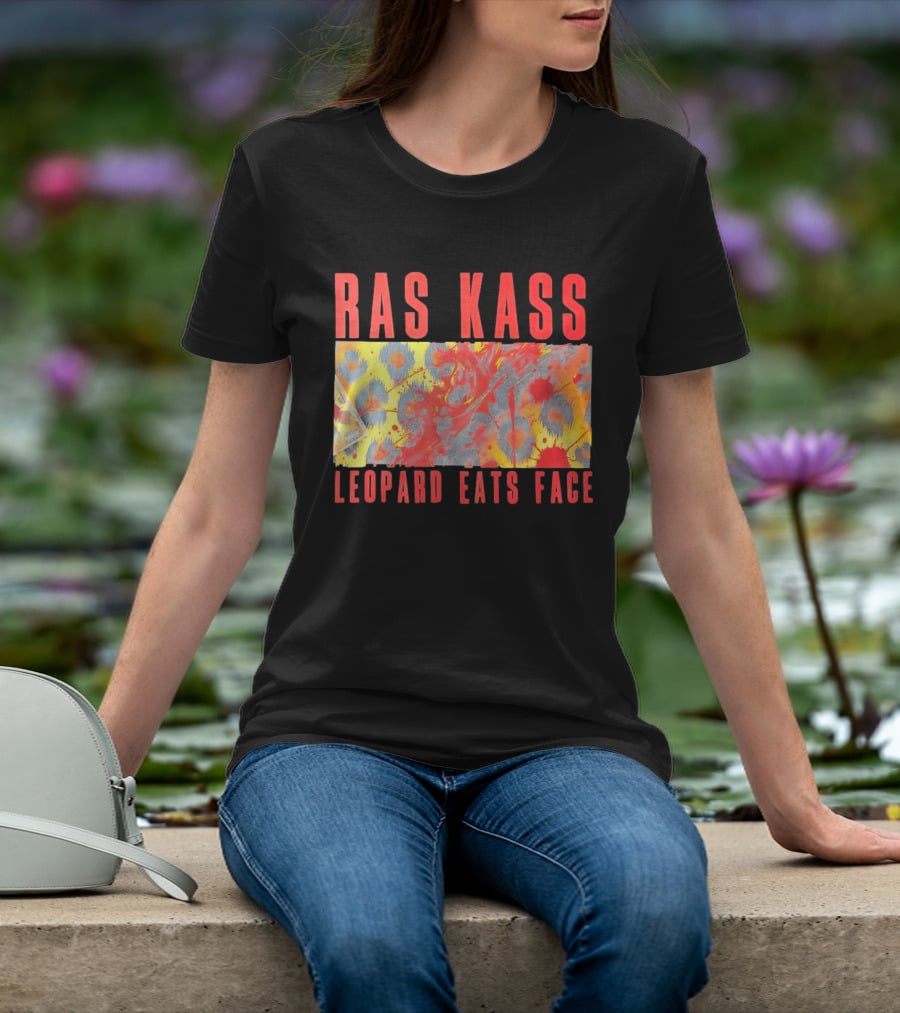 Ras Kass Leopard Eats Face Abstract Art With Blood Splatter And Animal Print T-Shirt