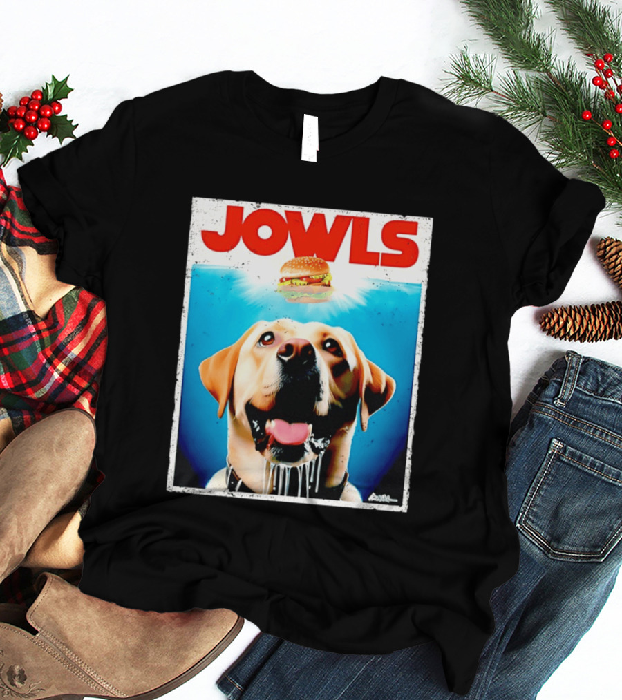 Jowls Labrador Dog Looking At Hamburger T-Shirt