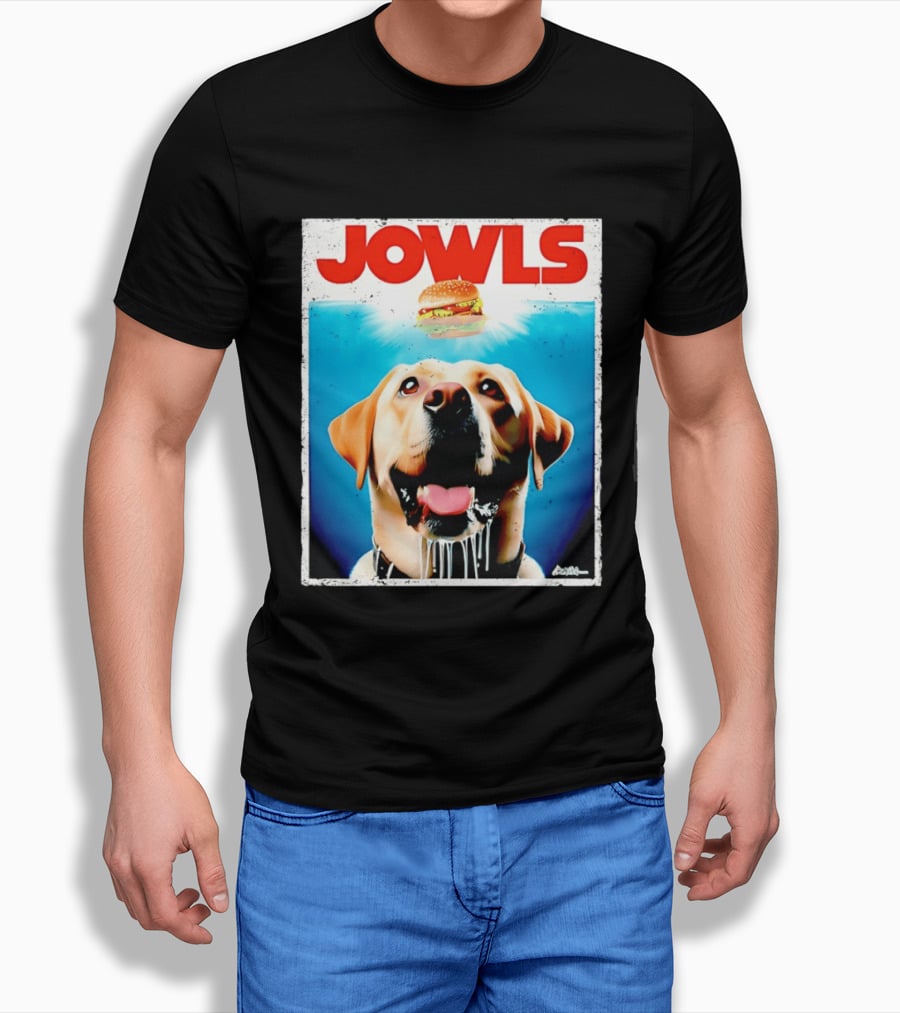 Jowls Labrador Dog Looking At Hamburger T-Shirt
