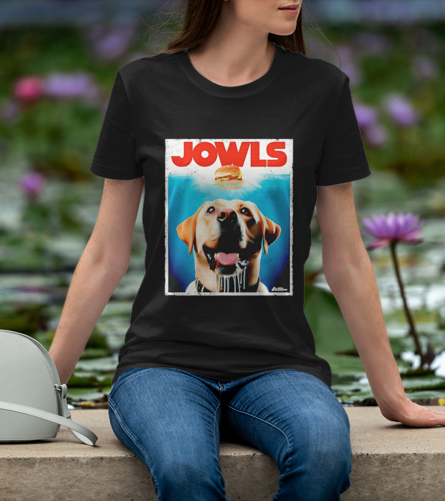 Jowls Labrador Dog Looking At Hamburger T-Shirt