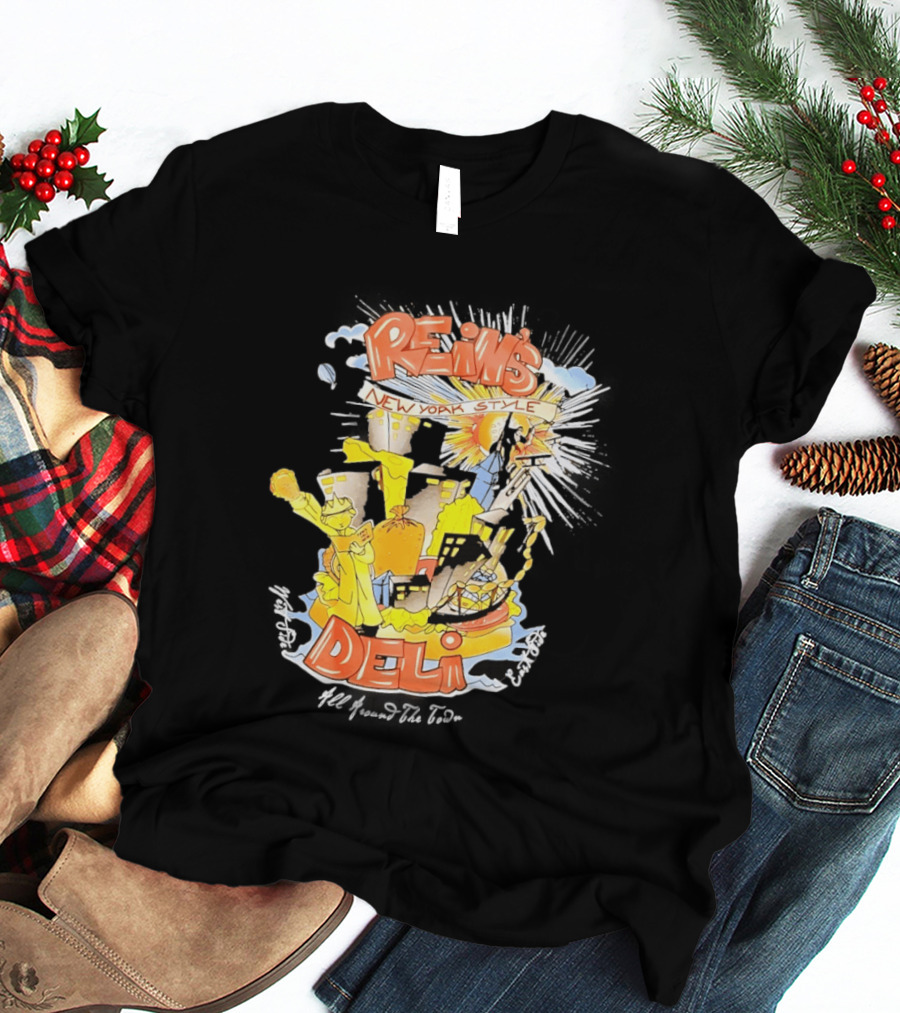 Rein's New York Style Deli Statue Of Liberty Cityscape Explosion T-Shirt