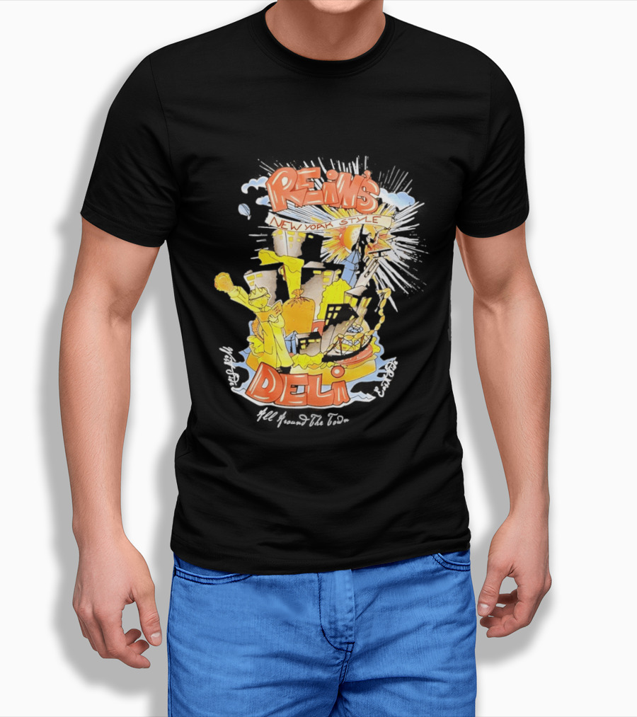 Rein's New York Style Deli Statue Of Liberty Cityscape Explosion T-Shirt