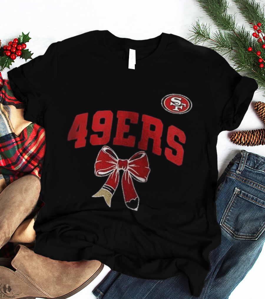 San Francisco 49ers 49ERS SF Ribbon Retired Teacher Lover T-Shirt