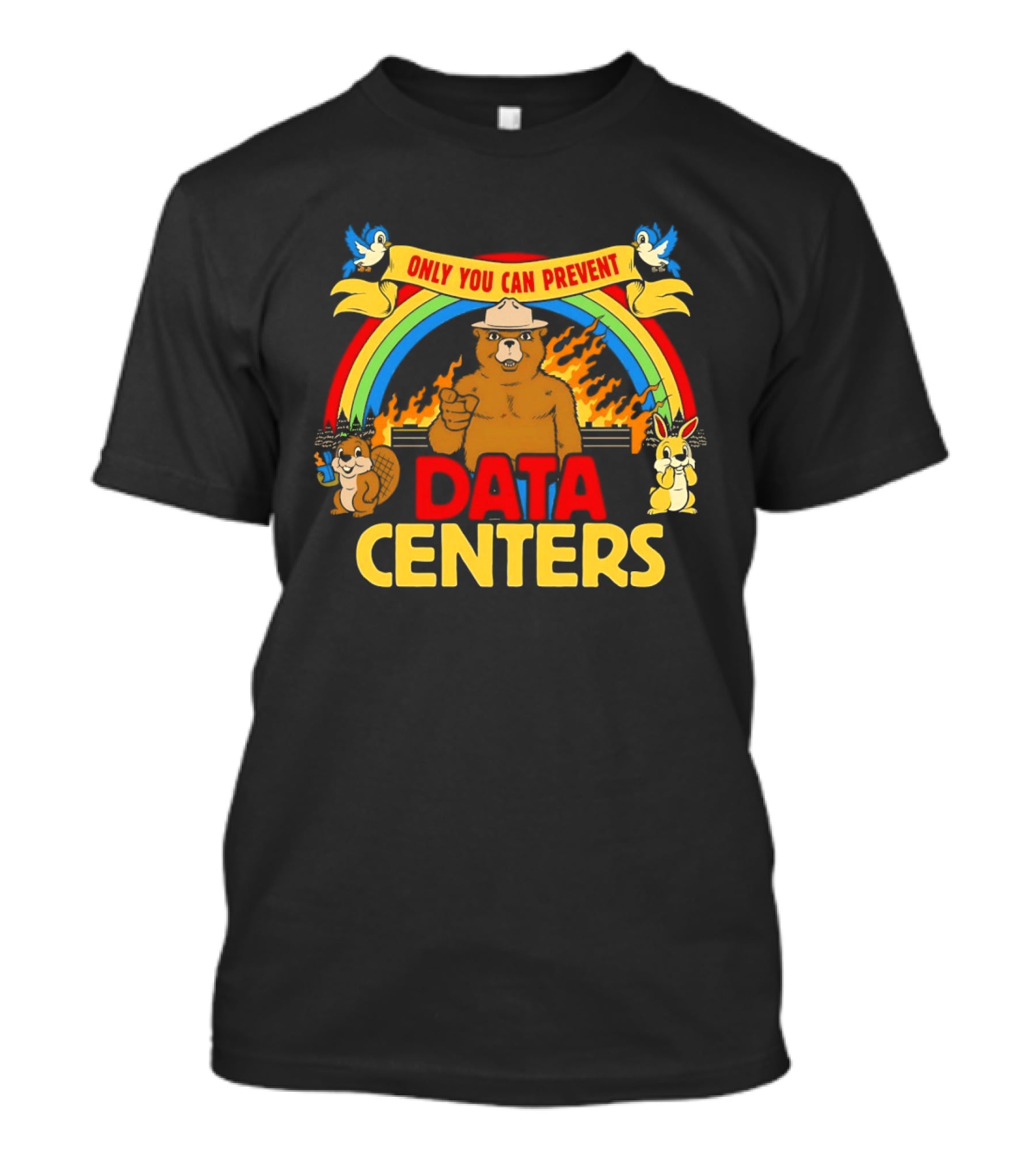 Smokey Bear Only You Can Prevent Rainbow Animals Data Centers T-Shirt