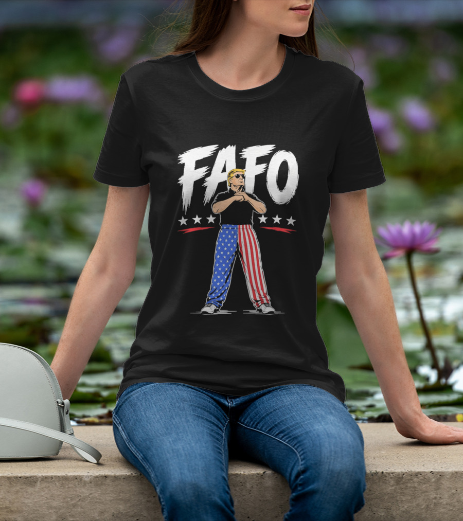 FAFO Patriotic USA Stars Stripes Pants With Figure And Shades T-Shirt
