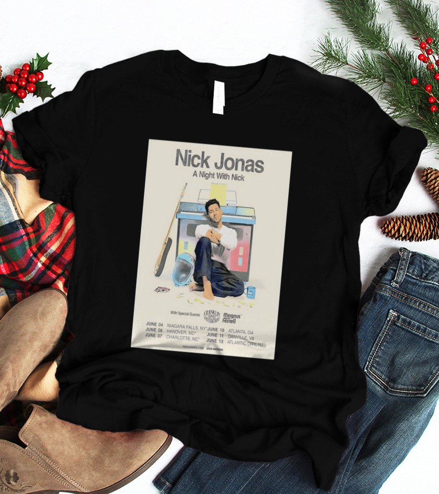 Nick Jonas A Night With Nick Tour 2026 Franklin Jonas Magnus Ferrell Live Nation T-Shirt