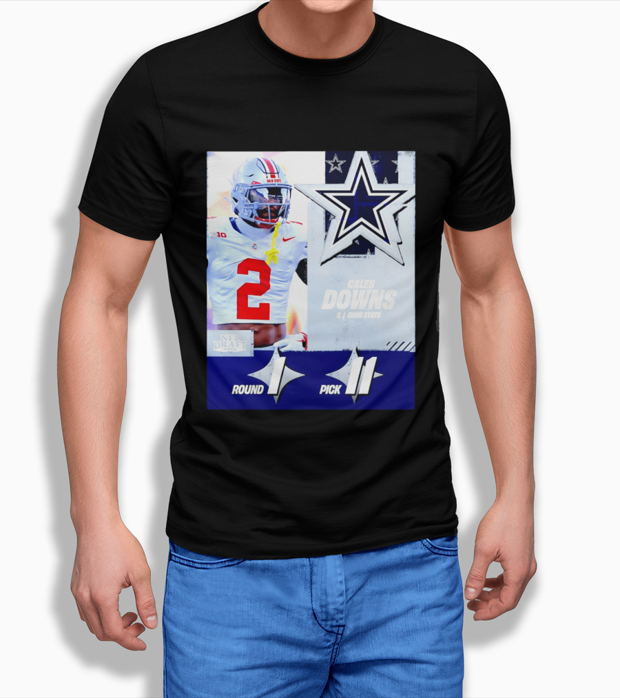 Dallas Cowboys Round 1 Pick 11 Caleb Downs Ohio State NFL Draft 2026 T-Shirt