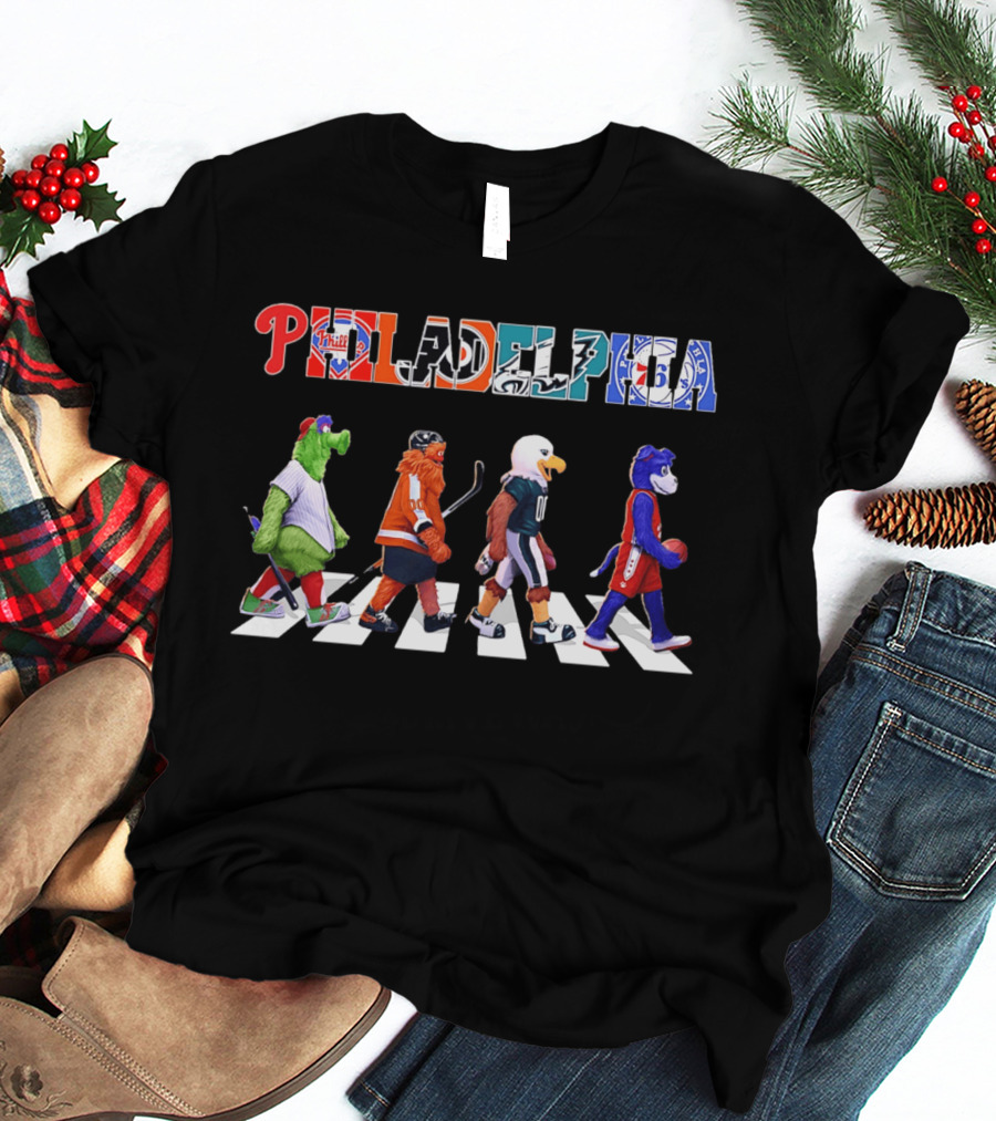 Philadelphia Phillies Flyers Eagles 76ers Mascots Sports Walk 2026 T-Shirt