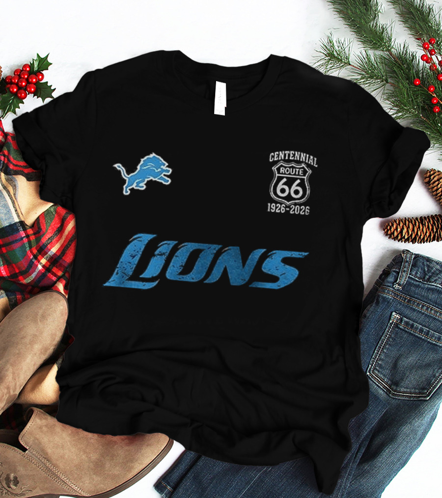 Detroit Lions Centennial Route 66 1926 2026 100th Anniversary T-Shirt