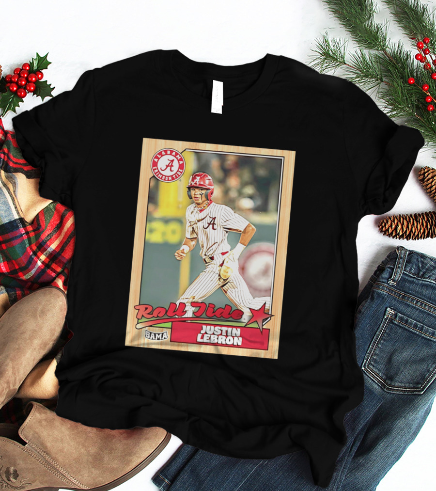 Justin Lebron Alabama Crimson Tide Roll Tide Bama Baseball Card T-Shirt