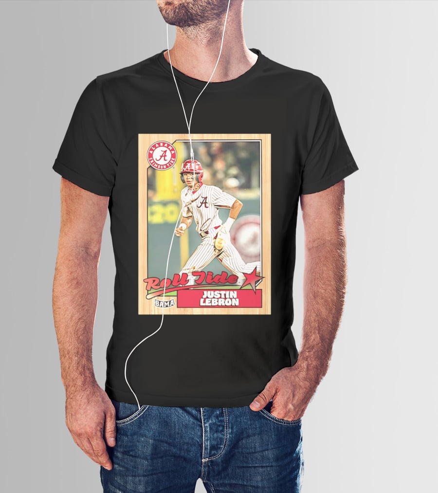 Justin Lebron Alabama Crimson Tide Roll Tide Bama Baseball Card T-Shirt