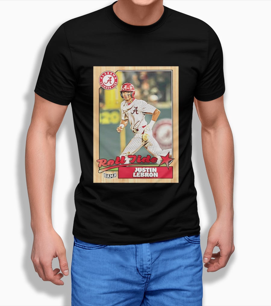 Justin Lebron Alabama Crimson Tide Roll Tide Bama Baseball Card T-Shirt