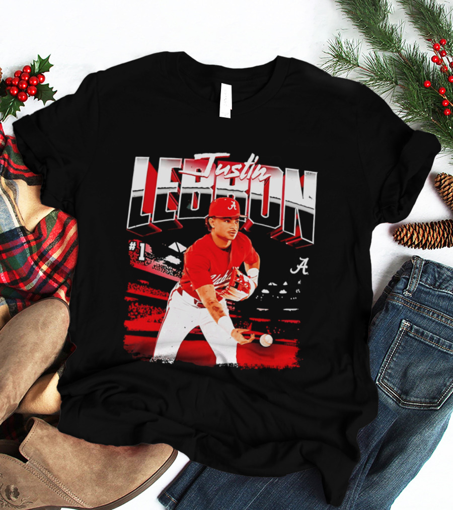 Justin Lebron Alabama Crimson Tide Baseball Player In Action T-Shirt