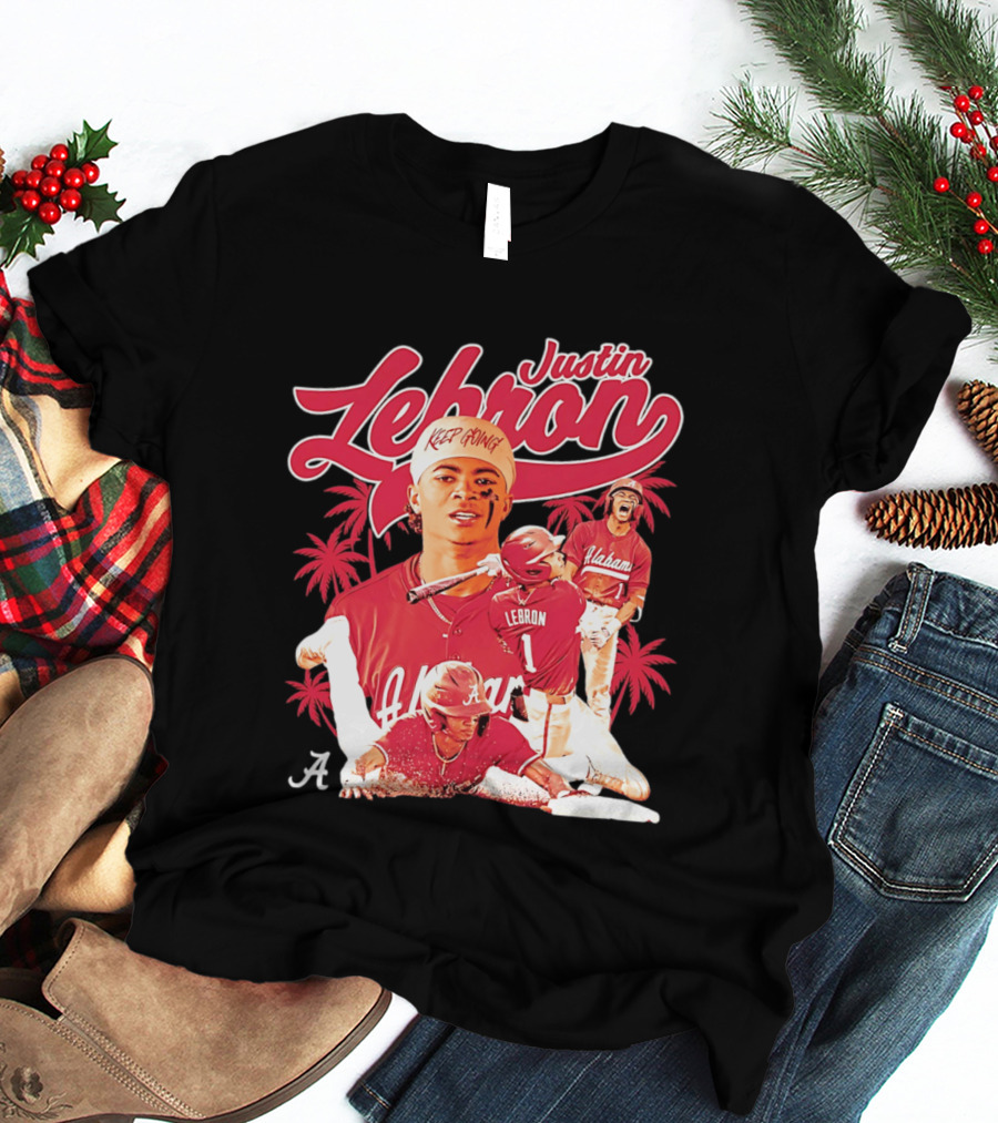 Justin Lebron Alabama Baseball Keep Going Collage T-Shirt