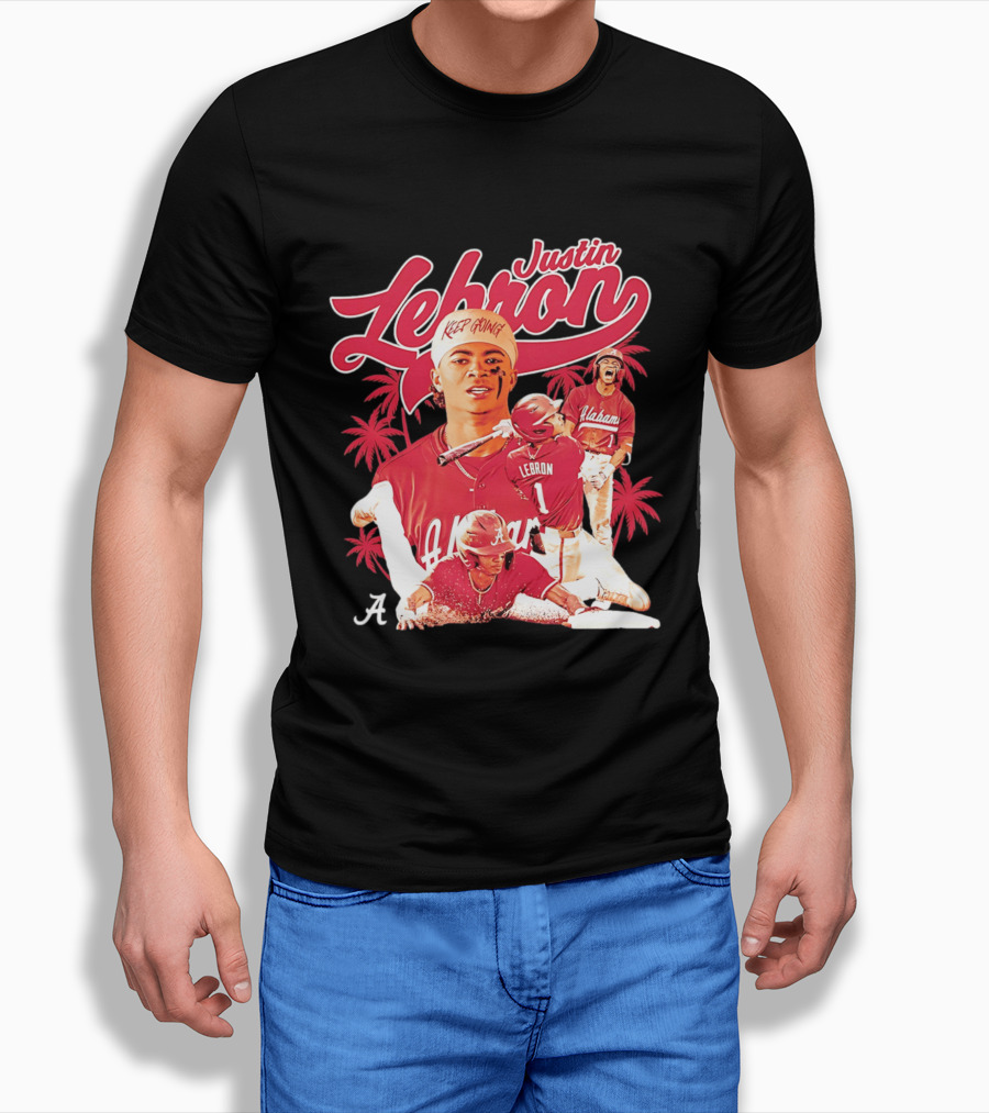 Justin Lebron Alabama Baseball Keep Going Collage T-Shirt