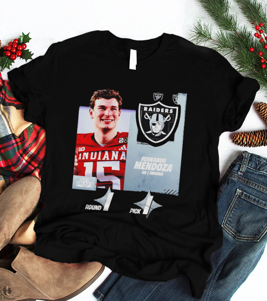 Fernando Mendoza QB Indiana Las Vegas Raiders NFL Draft 2026 Round 1 Pick 1 T-Shirt