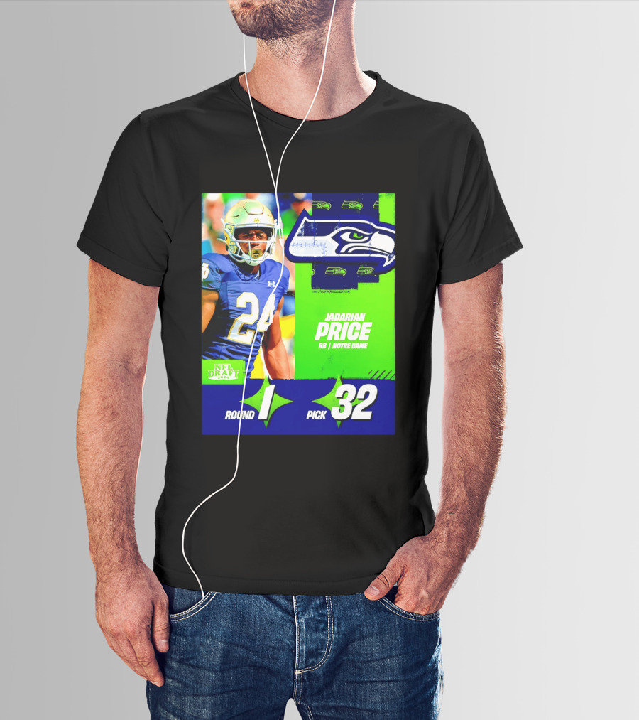 Seahawks Jadarian Price NFL Draft 2026 Round 1 Pick 32 Notre Dame T-Shirt