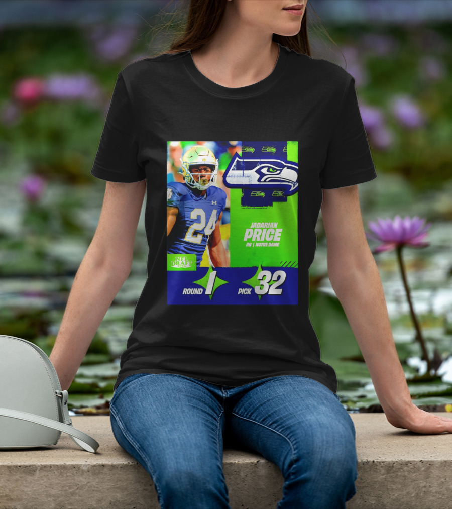 Seahawks Jadarian Price NFL Draft 2026 Round 1 Pick 32 Notre Dame T-Shirt